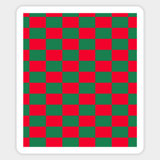 Christmas Holidays, Green and Red, Y2K Checkboard Sticker